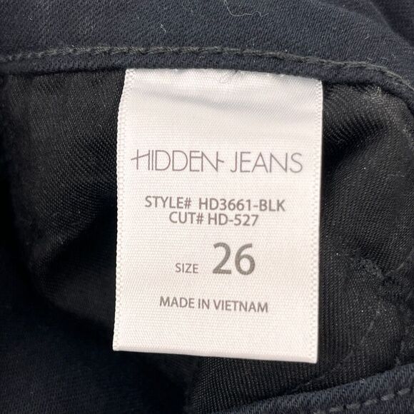 Hidden Jeans Womens 26 Black Flare Leg Stretch Button-Fly Raw Hem Bell Bottoms - Picture 7 of 12